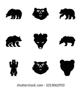 Grizzly icons. set of 9 editable filled grizzly icons such as