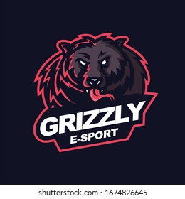 grizzly logo for e-sport gaming mascot logo