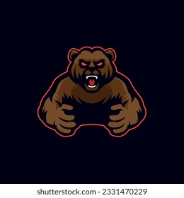 Grizzly mascot angry pose logo