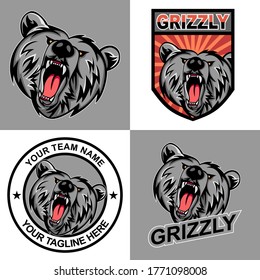 Grizzly mascot logo sport design