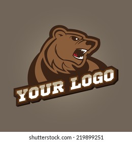 Grizzly Mascot, Team Logo Design, Angry Bear