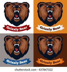 Grizzly mascot, team logo design. angry bear.grizzly bear logo  for a sport team