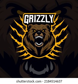 Grizzly masscot logo esport illustration premium vector