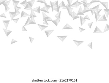 Grizzly Origami Background White Vector. Fractal Cover Backdrop. Silver Clean Banner. Element Isolated. Gray Shard Card.