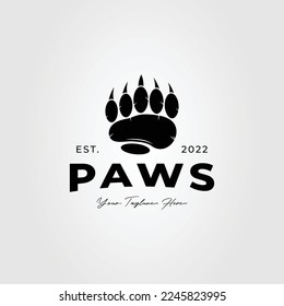grizzly paw or bear feet claw logo vector illustration design.