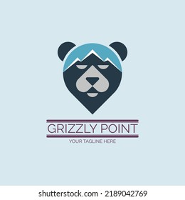 Grizzly point map mountain logo template design for brand or company and other