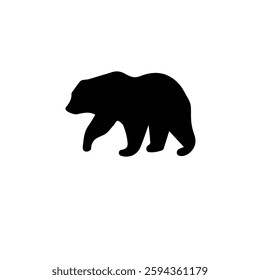 Grizzly or Polar Bear, Kodiak Silhouette Solid Flat Vector Icon Isolated on White Background.