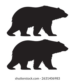 Grizzly or Polar Bear, Kodiak Silhouette Solid Flat Vector Icon Isolated on White Background.
