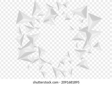 Vector transparente de fondo de polígono pardo. Tarjeta de luz triangular. Nilo de Arte Gris. Construcción fractal. Plantilla triangular de escala de grises.