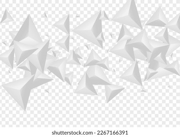 Grizzly Polygon Background Transparent Vector. Triangle Gradient Card. Greyscale Idea Template. Pyramid Abstract. Gray Origami Backdrop.