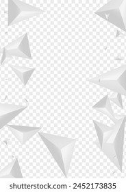 Grizzly Polygon Background Transparent Vector. Pyramid Idea Backdrop. Hoar Elegant Tile. Element Shape. Gray Fractal Design.