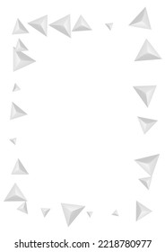 Grizzly Polygon Background White Vector. Triangle Effect Banner. Gray Creative Backdrop. Crystal Graphic. Hoar Pyramid Template.
