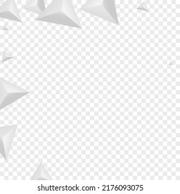 Grizzly Pyramid Background Transparent Vector. Shard Clean Texture. Greyscale Idea Card. Fractal Classic. Silver Triangular Illustration.