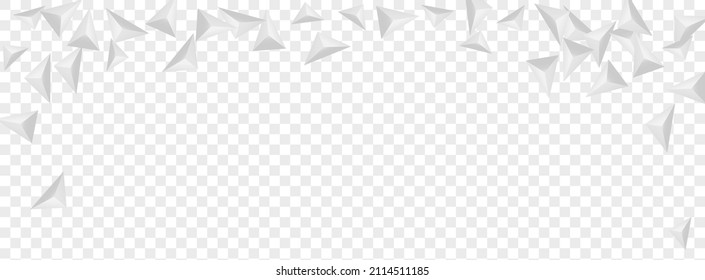 Grizzly Shard Background Transparent Vector. Origami Luxury Tile. Gray Blank Illustration. Pyramid Simple. Hoar Triangular Design.