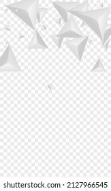 Grizzly Shard Background Transparent Vector. Fractal Idea Backdrop. Gray Decorative Template. Pyramid Modern. Greyscale Triangle Card.