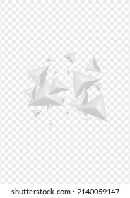 Grizzly Shard Background Transparent Vector. Triangular Cover Card. Hoar Modern Illustration. Pyramid Trendy. Greyscale Origami Template.