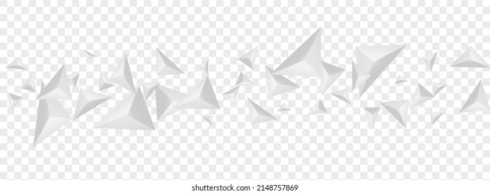Grizzly Shard Background Transparent Vector. Crystal Style Template. Hoar Shadow Texture. Element Blank. Gray Polygon Card.