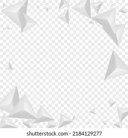 Grizzly Shard Background Transparent Vector. Element Elegant Tile. Hoar Geometry Banner. Fractal Beauty. Gray Pyramid Backdrop.