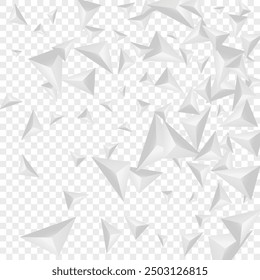 Grizzly Shard Background Transparent Vector. Triangular Creative Template. Silver Idea Backdrop. Origami Elegant. Greyscale Element Tile.