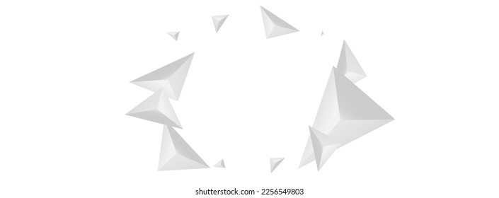 Vector Blanco De Fondo Grizzly Shard. Ilustración de la cubierta del triángulo. Tarjeta espacial gris. Origami Futurista. Plantilla de cristal de escala de grises.