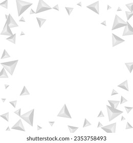 Grizzly Shard Background White Vector. Origami Volume Texture. Greyscale Art Illustration. Pyramid Idea. Silver Triangular Card.
