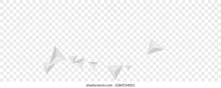 Vector transparente de fondo triangular pardo. Pancarta de la sombra de la pirámide. Diseño de efecto de anclaje. Volumen de polígono. Plantilla triangular plateada.