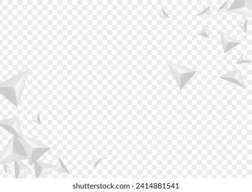 Grizzly Triangle Background Transparent Vector. Pyramid Concept Design. Hoar Paper Illustration. Element Style. Silver Triangular Template.