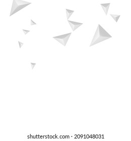 Grizzly Triangle Background White Vector. Pyramid Beauty Banner. Silver Simple Backdrop. Polygon Isolated. Greyscale Element Illustration.