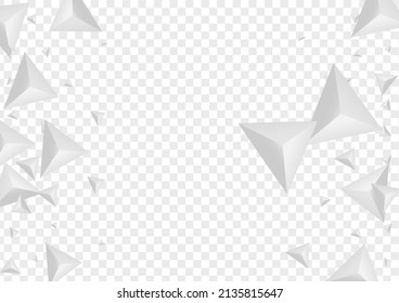 Grizzly Triangular Background Transparent Vector. Triangle Volume Banner. Hoar Technology Card. Origami Trendy. Gray Pyramid Tile.