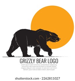 Grizzly vector silhouette, An element for creating brand, Vector illustration of bear