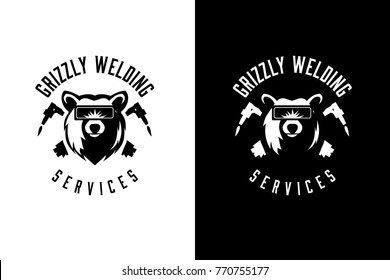 Grizzly welding services logo, vintage bear