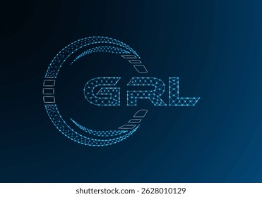 Diseño de Vector de logotipo de letra de polietileno baja GRL. Diseño de logotipo de poliéster inferior GRL. Logotipo de poliéster bajo.
