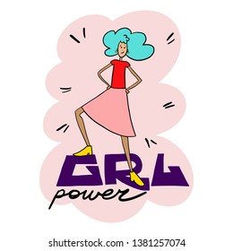 GRL power vector illustration. Woman motivation poster. 