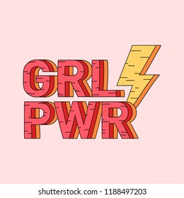 Grl Pwr girl power badge vector