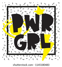 GRL PWR short quote. Girl Power simple cute illustration for print, bag, clothing. Perfect to stick on laptop, phone, wall everywhere. Modern feminist slogan, the latest tattoo trend