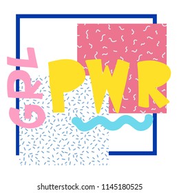 GRL PWR short quote. Girl Power simple cute illustration for print, bag, clothing. Perfect to stick on laptop, phone, wall everywhere. Modern feminist slogan, the latest tattoo trend