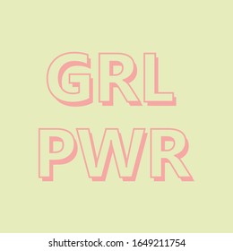 GRL PWR Schild. Comic Sprachblase mit emotionalem Text Girl Power und Sterne. Vektorillustration helle, dynamische Cartoon-Illustration einzeln auf blauem Hintergrund.