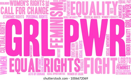 GRL PWR word cloud on a white background. 
