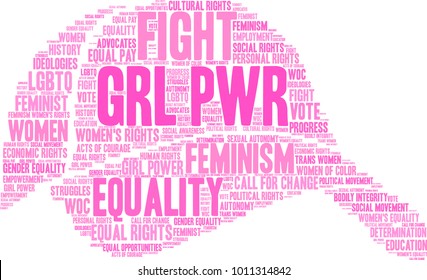 GRL PWR word cloud on a white background. 