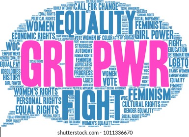 GRL PWR word cloud on a white background. 