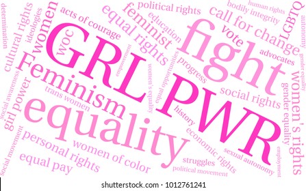 GRL PWR word cloud on a white background. 