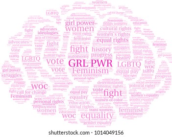 GRL PWR word cloud on a white background. 