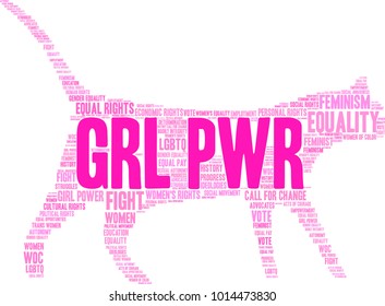 GRL PWR word cloud on a white background. 