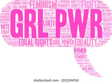 GRL PWR word cloud on a white background. 