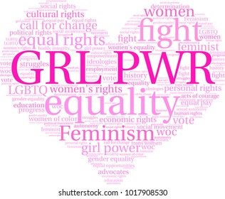 GRL PWR word cloud on a white background. 