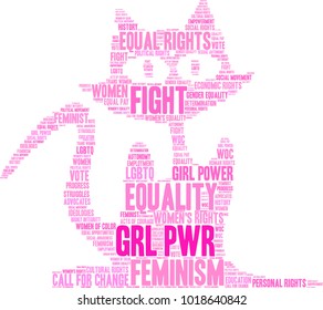 GRL PWR word cloud on a white background. 