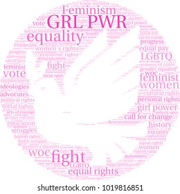 GRL PWR word cloud on a white background. 