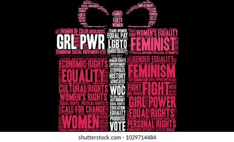GRL PWR word cloud on a black background. 