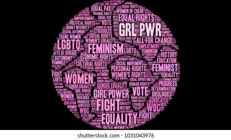 GRL PWR word cloud on a black background. 