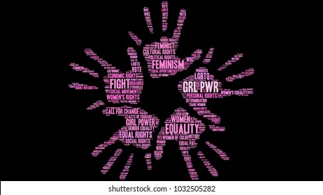 GRL PWR word cloud on a black background. 